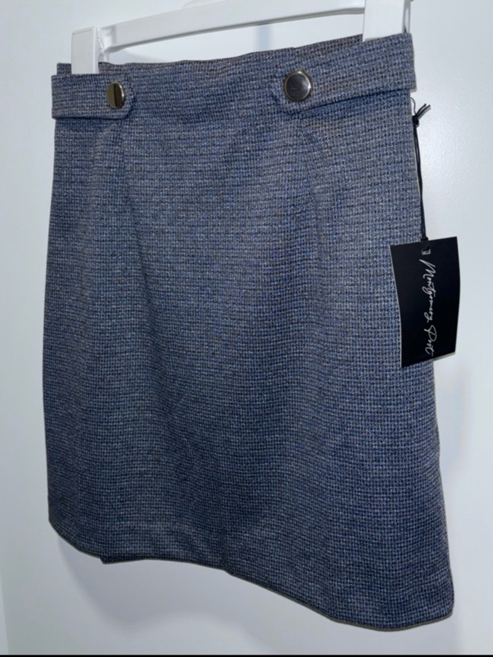NWT - Mon Post Charcoal Emelia Skirt with Gold Button Waist - Women’s Size Small